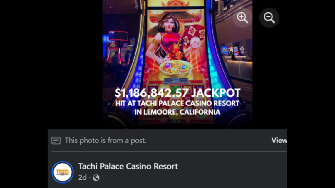 Life-changing $1.18M jackpot hit at Tachi Palace Lemoore, CA
